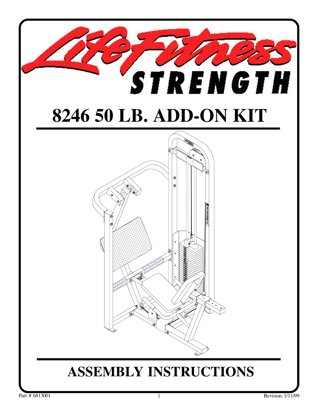 Life Fitness 8246 50LB manual 8246 50 LB. ADD-ON KIT 