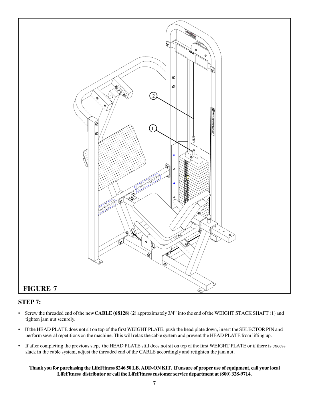 Life Fitness 8246 50LB manual Step 