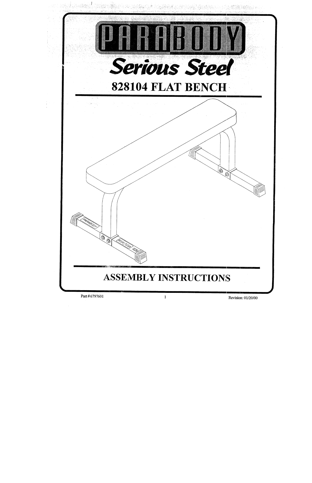 Life Fitness 828104 manual Flat Bench 