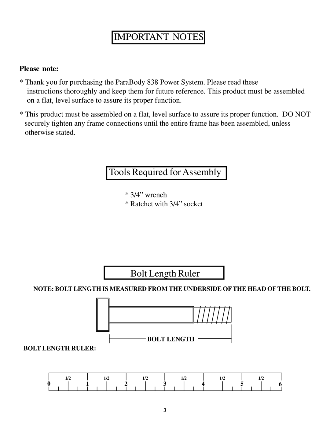 Life Fitness 838 manual Important Notes, Please note 