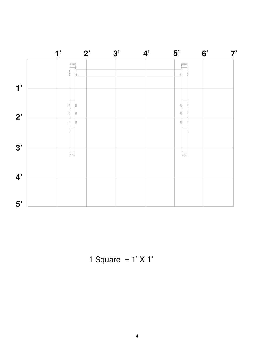 Life Fitness 838 manual Square = 1’ X 1’ 