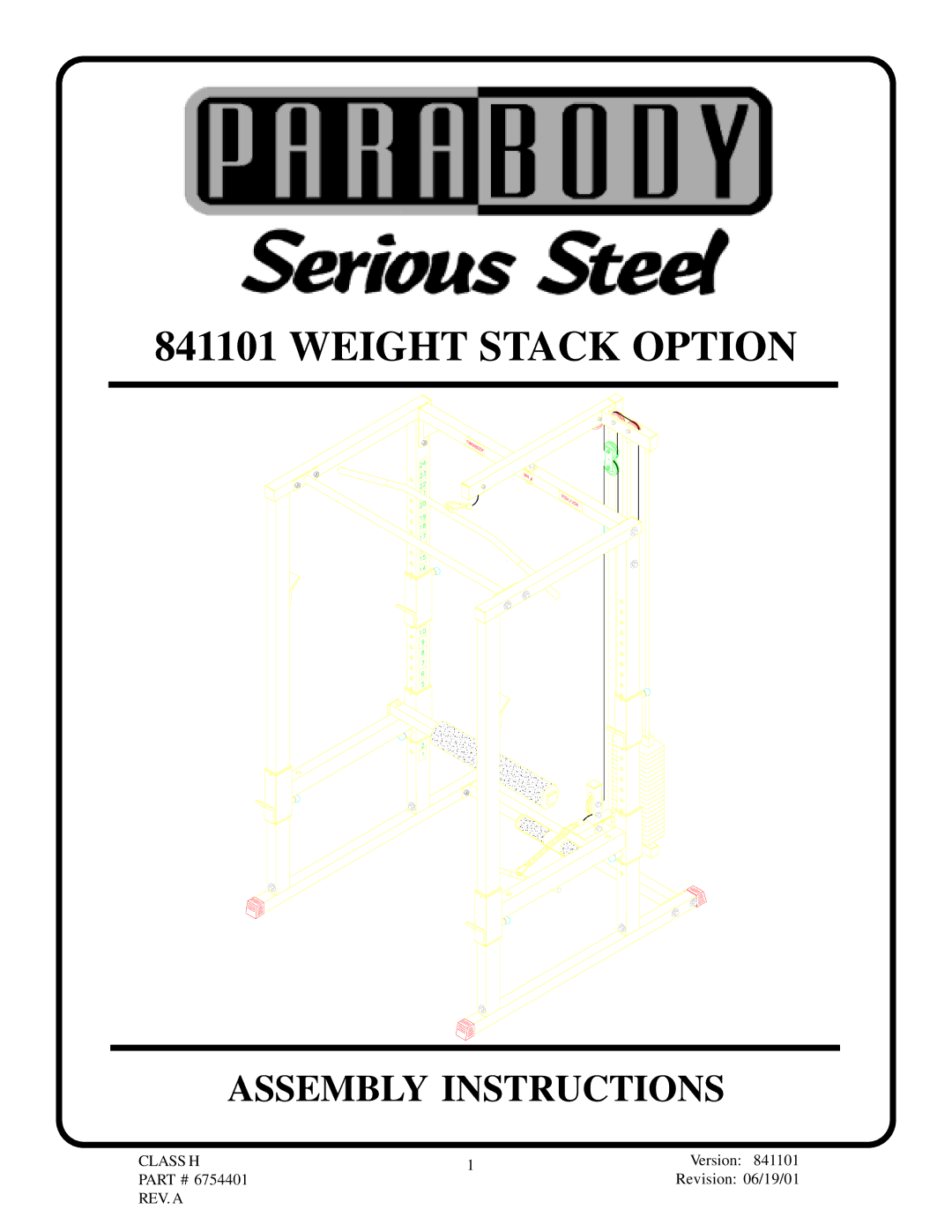 Life Fitness 841101 manual Weight Stack Option 