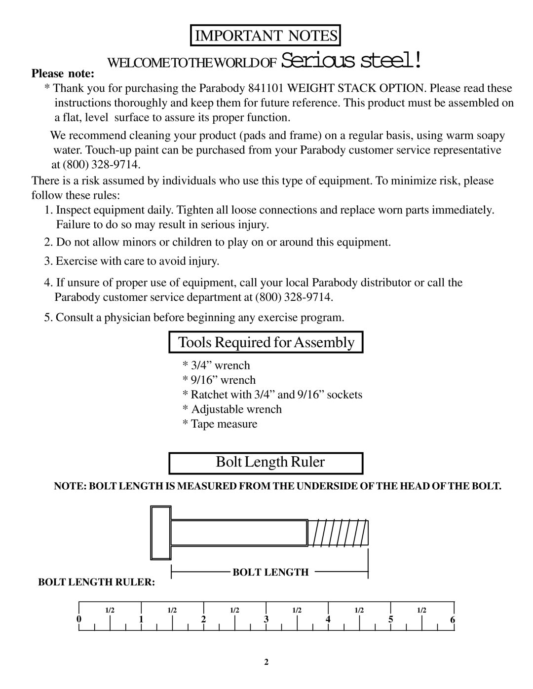 Life Fitness 841101 manual Important Notes 