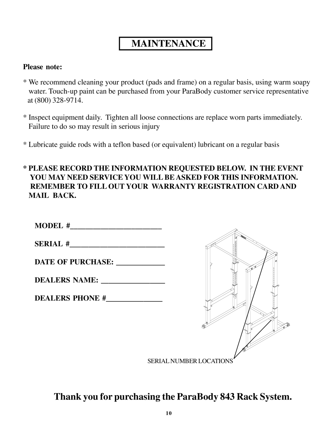 Life Fitness 843 manual Maintenance 