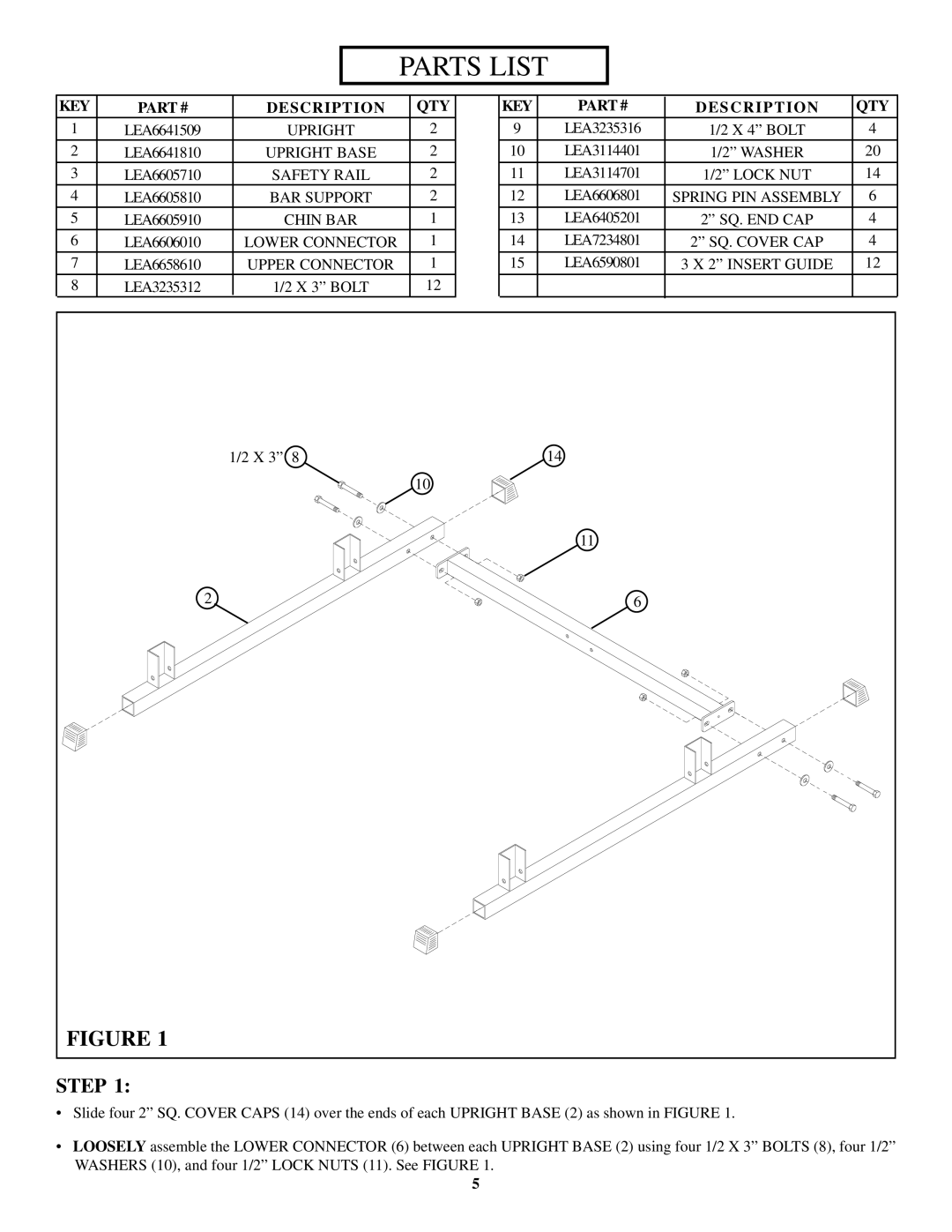 Life Fitness 843 manual Parts List, KEY Description QTY 