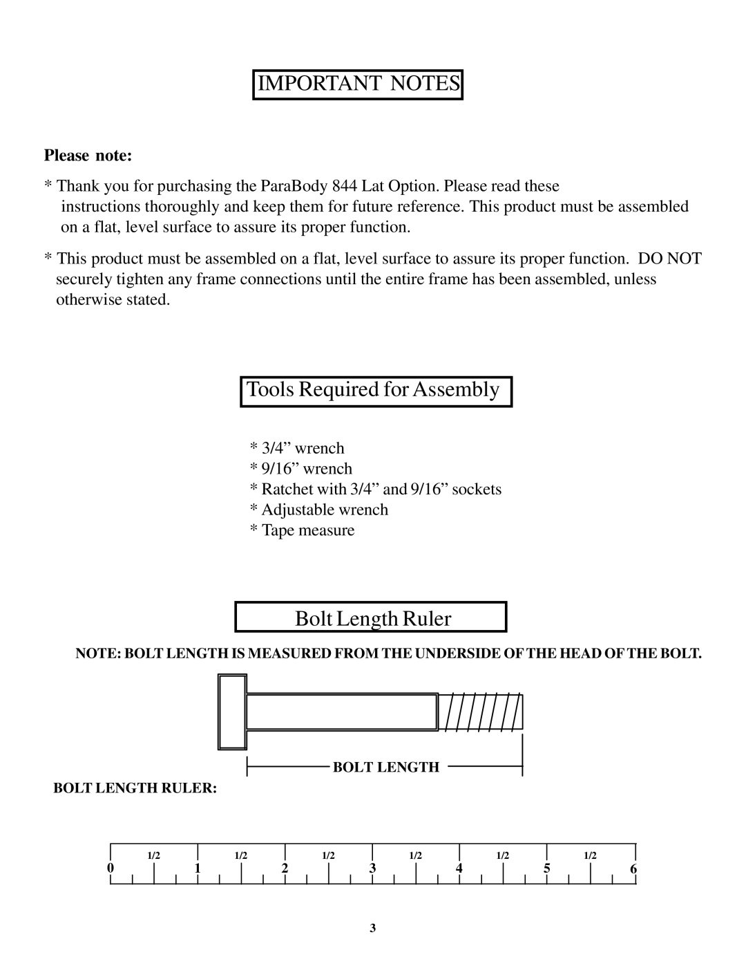 Life Fitness 844 Lat Option manual Important Notes 