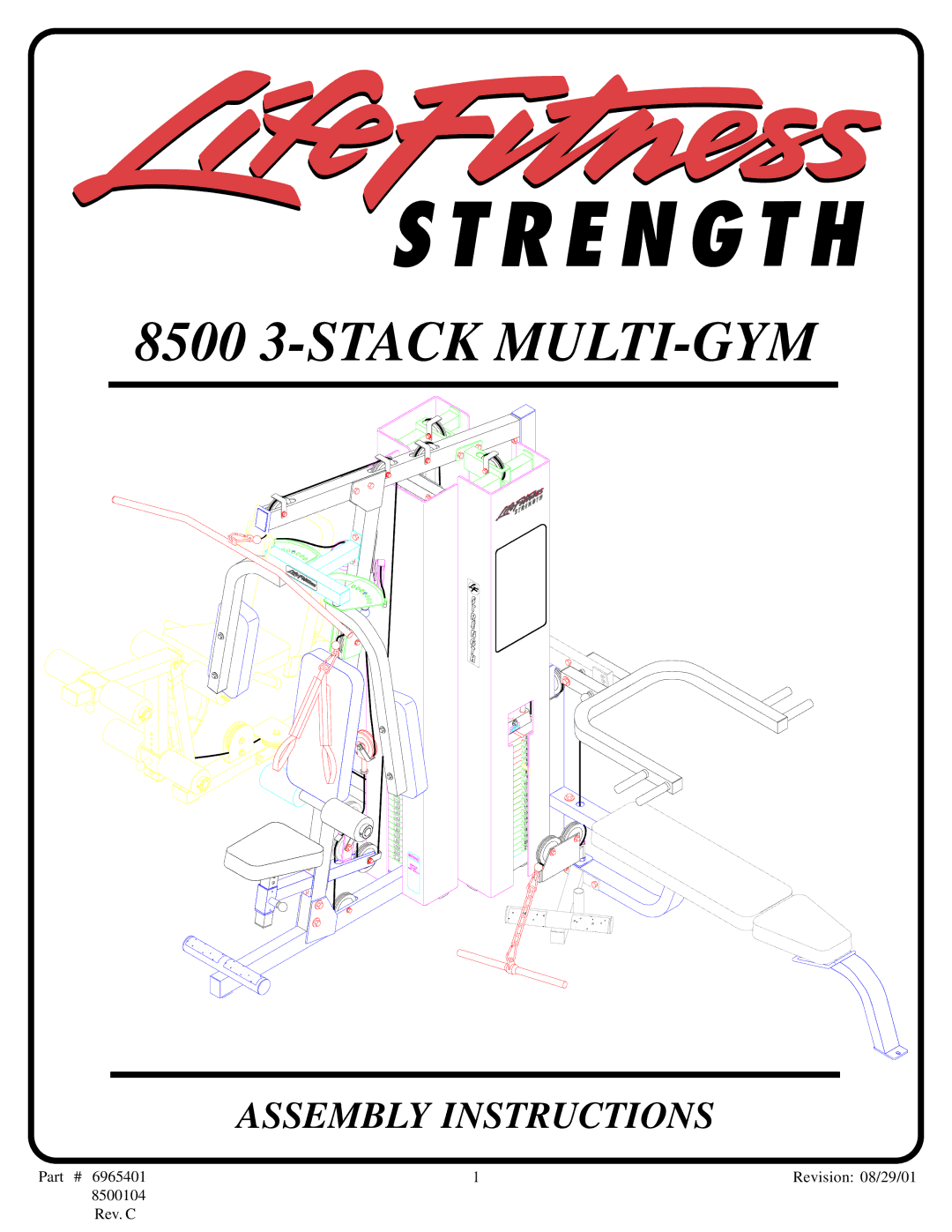 Life Fitness 849 manual 8500 3-STACK MULTI-GYM 