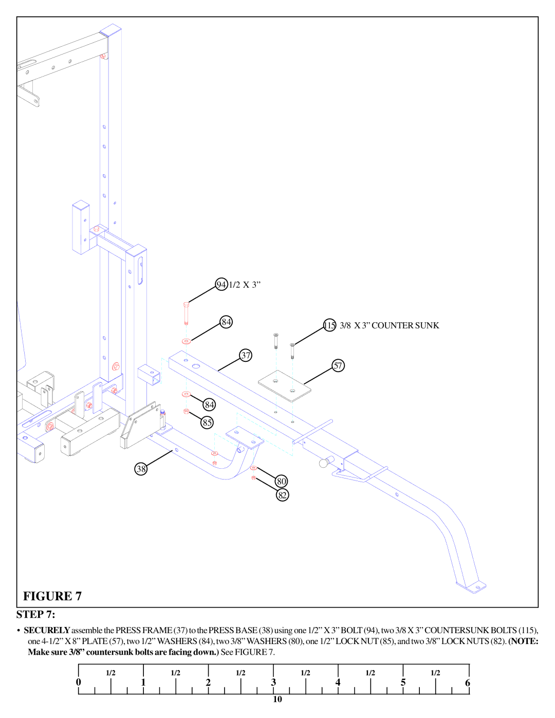 Life Fitness 849 manual 94 1/2 X 115 3/8 X 3 Counter Sunk 