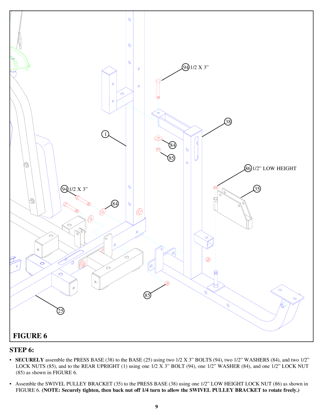 Life Fitness 849 manual 86 1/2 LOW Height 