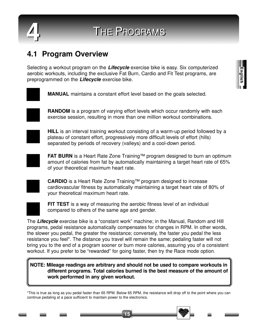 Life Fitness 8500 manual Programs, Program Overview 