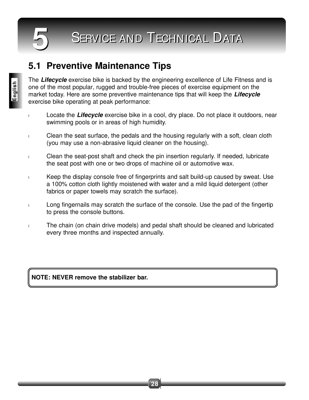 Life Fitness 8500 manual Service and Technical Data, Preventive Maintenance Tips 