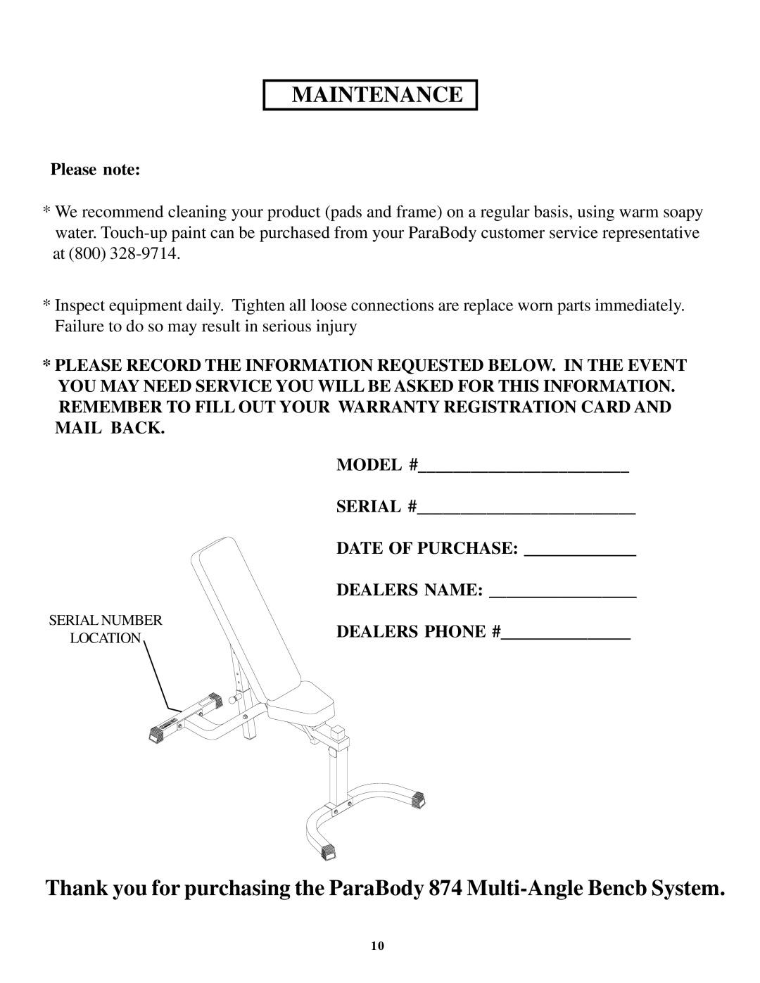 Life Fitness 874 manual Maintenance 