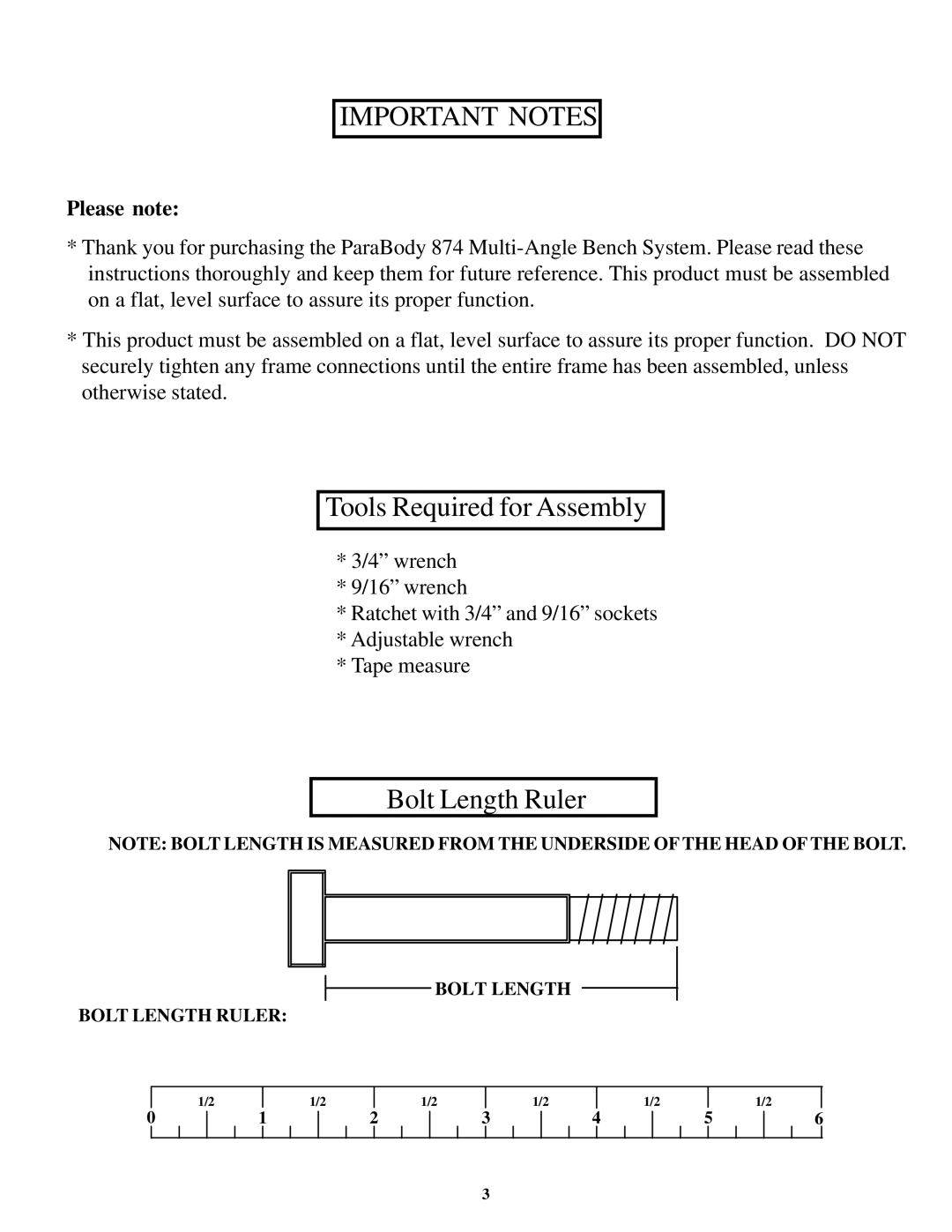 Life Fitness 874 manual Important Notes, Please note 