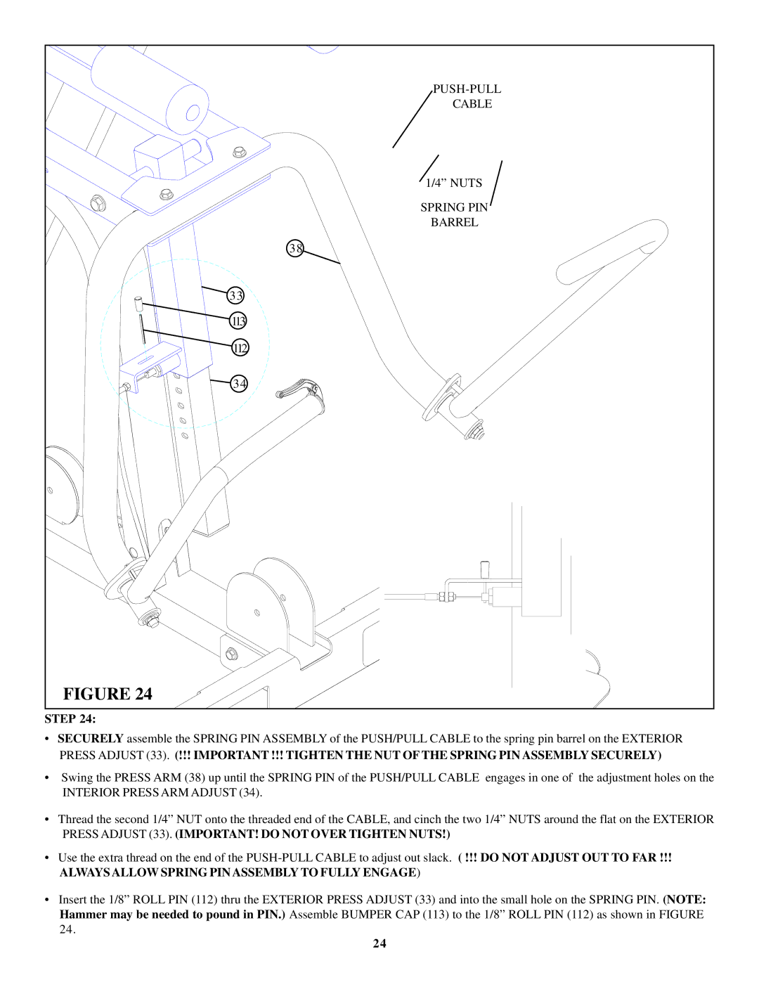 Life Fitness 880 manual Always Allow Spring PIN Assembly to Fully Engage 