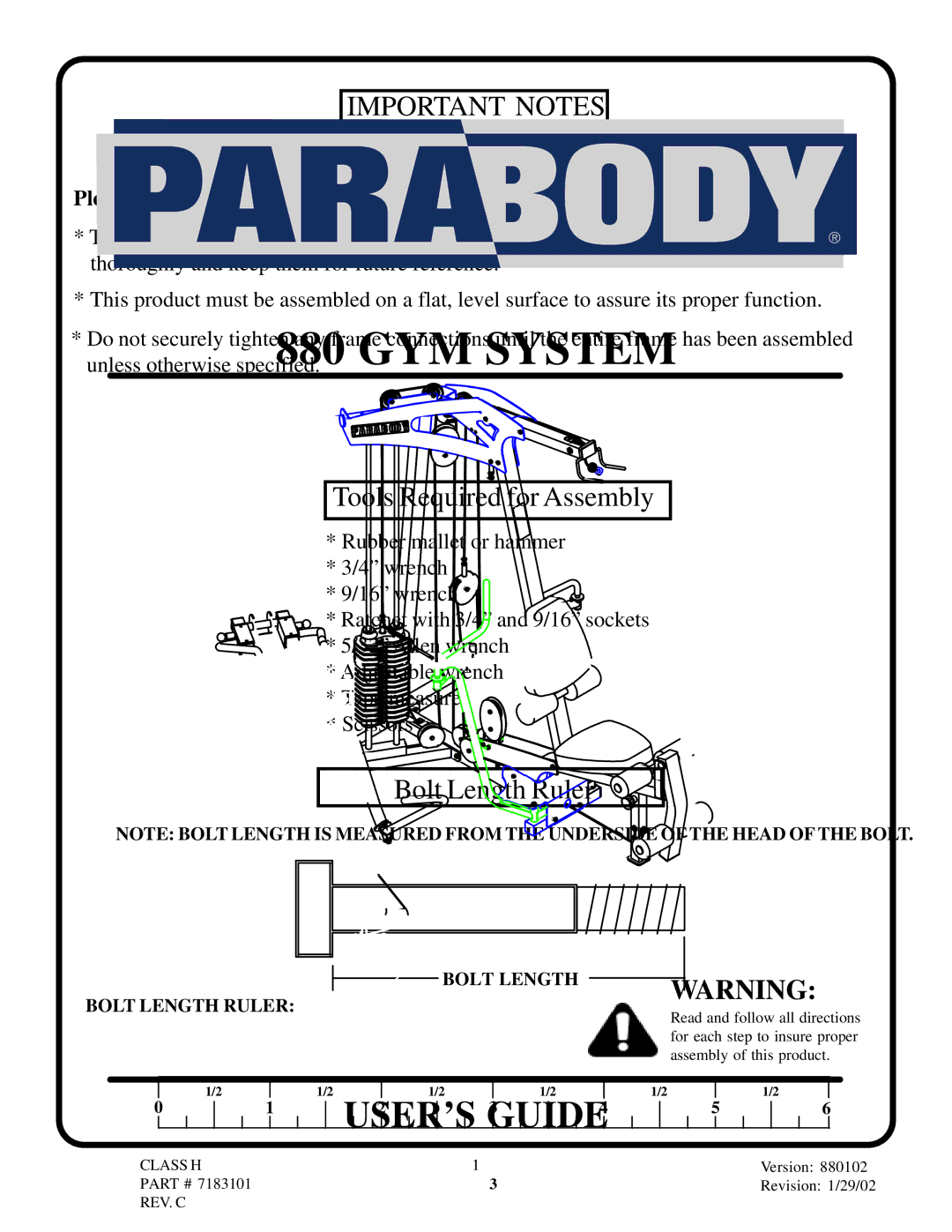 Life Fitness 880 manual Important Notes 