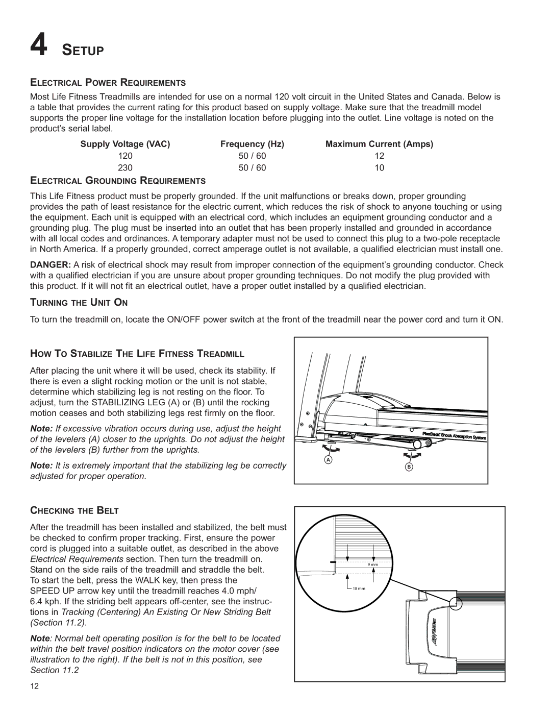 Life Fitness 8860701 owner manual Setup, Frequency Hz 