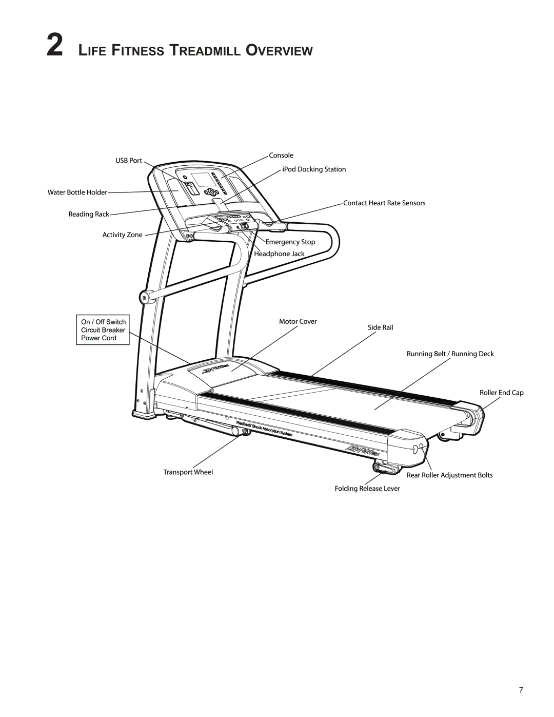 Life Fitness 8860701 owner manual Life Fitness Treadmill Overview 