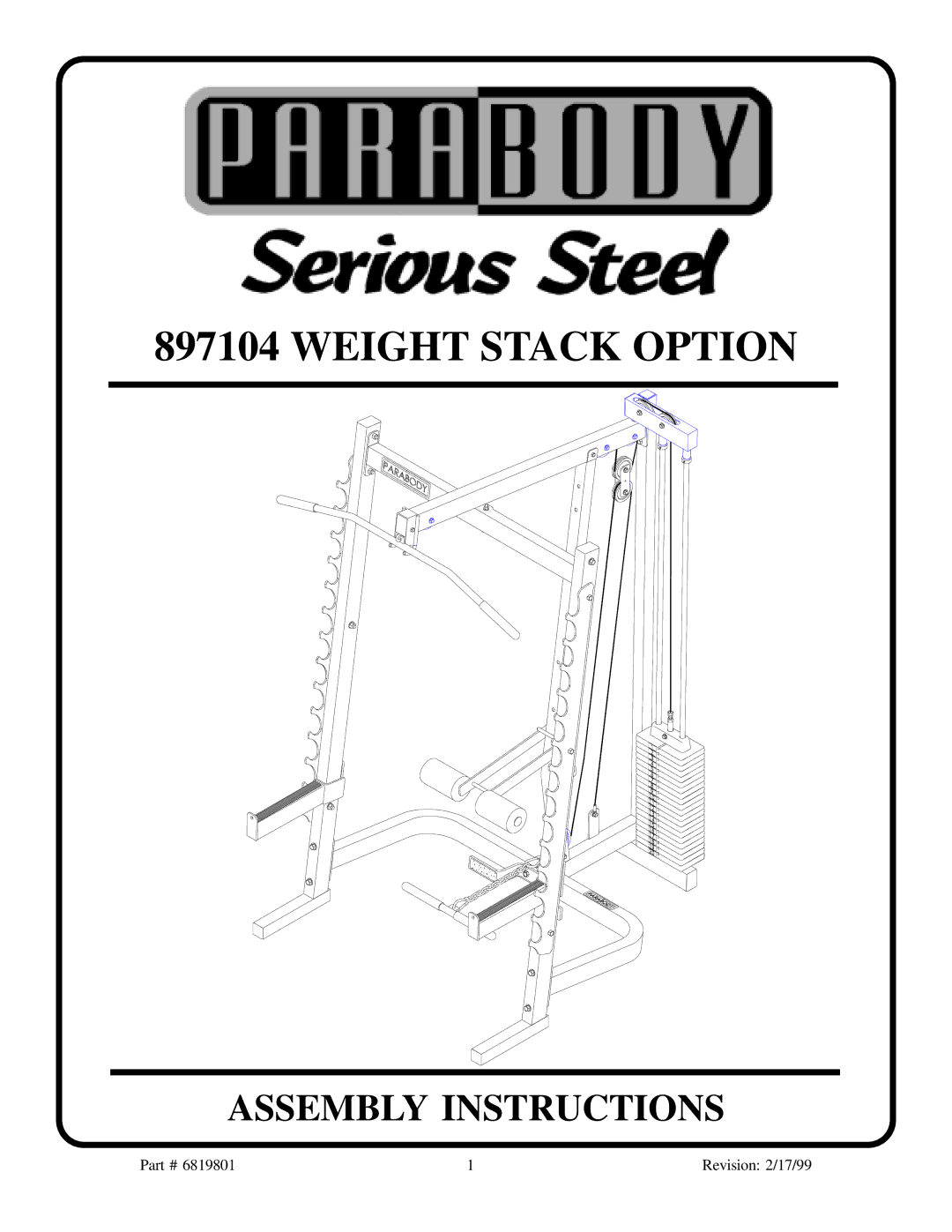 Life Fitness 897104 manual Weight Stack Option 