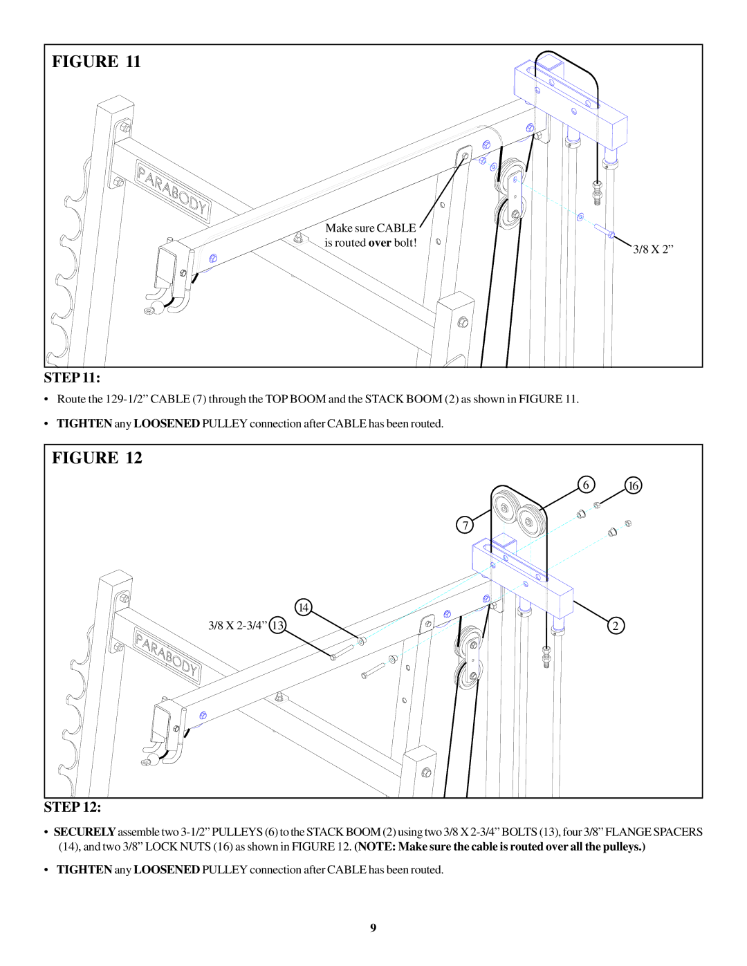 Life Fitness 897104 manual Make sure Cable Is routed over bolt 