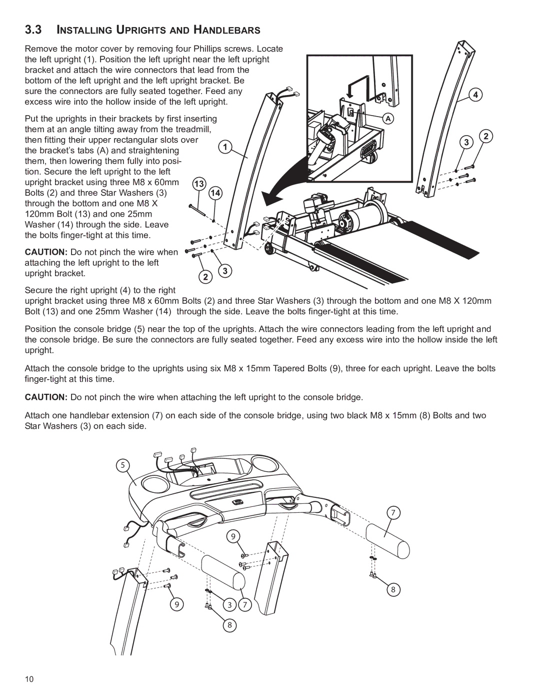 Life Fitness 8972901 REV B-3 owner manual INsTAllING UprIGHTs and HANDlebArs 