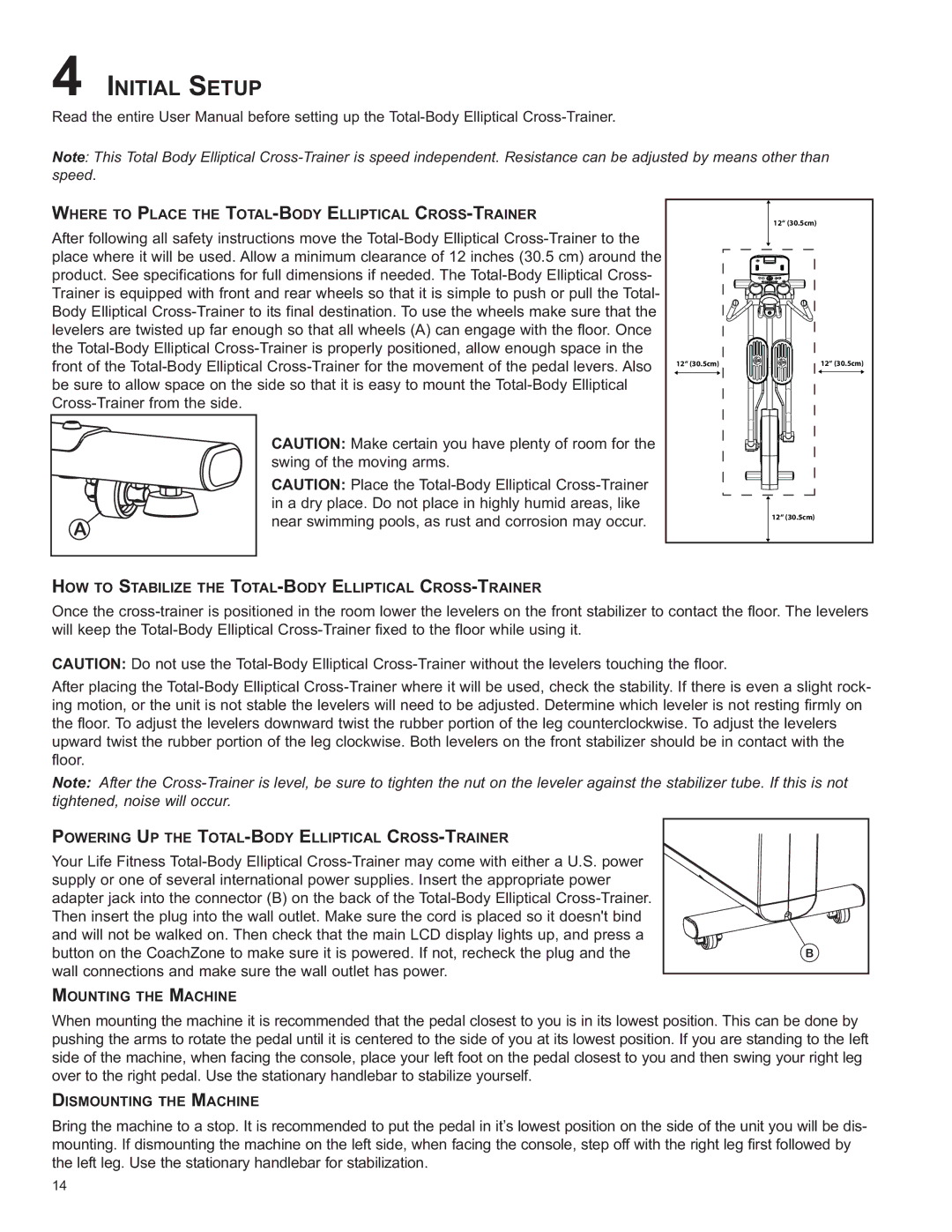 Life Fitness 8973701 REV B-3 owner manual Initial Setup 