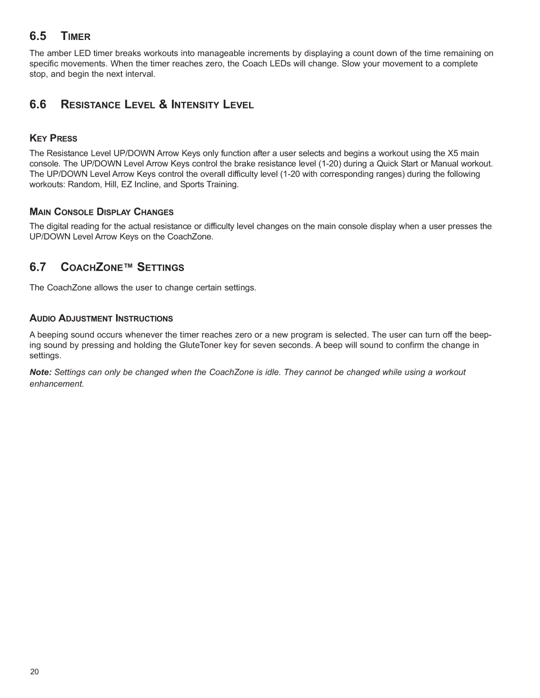 Life Fitness 8973801 REV B-3 owner manual Timer, Resistance Level & Intensity Level, Coachzone Settings 