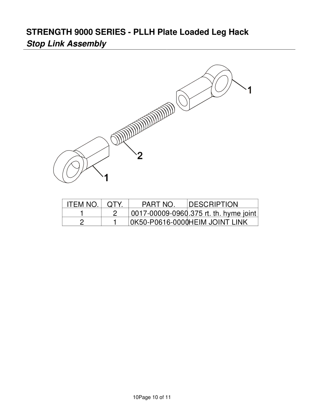 Life Fitness 9000 Series manual Stop Link Assembly 