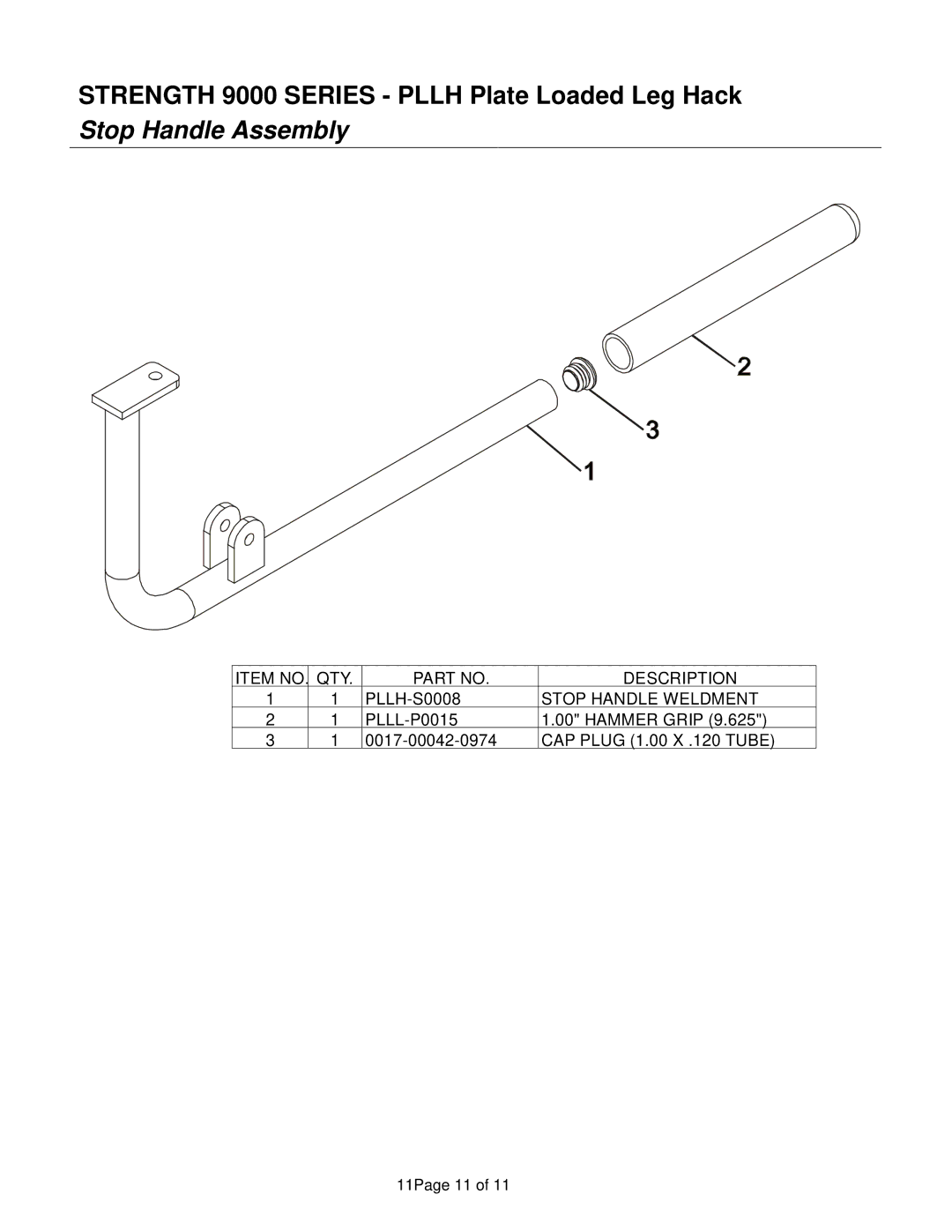 Life Fitness 9000 Series manual Stop Handle Assembly 