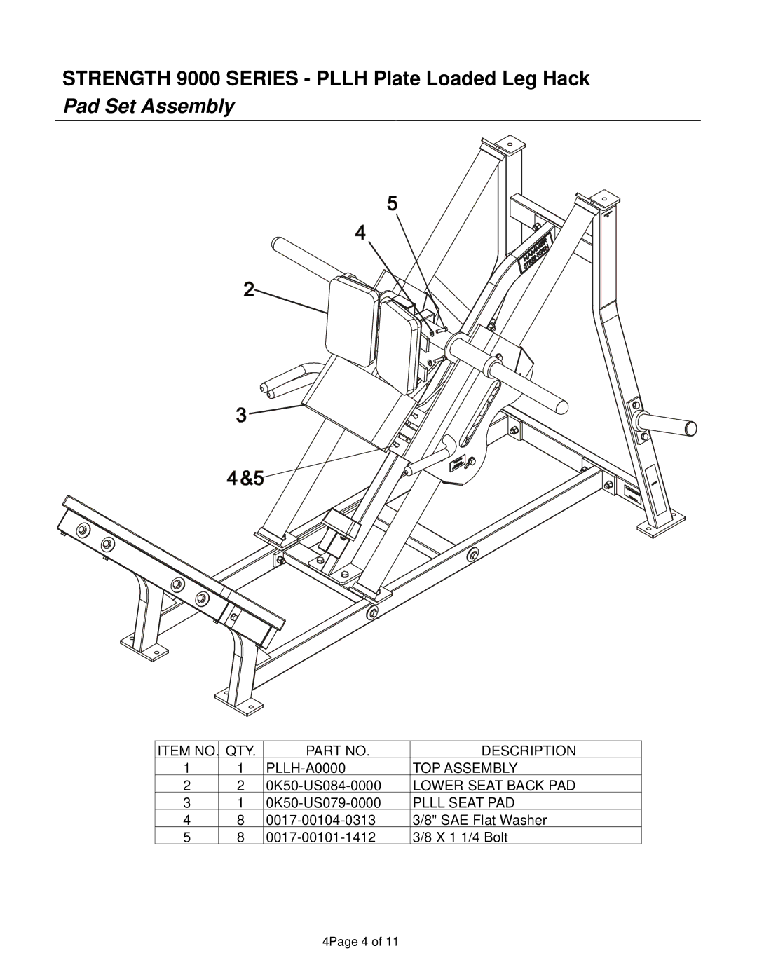 Life Fitness 9000 Series manual Pad Set Assembly 