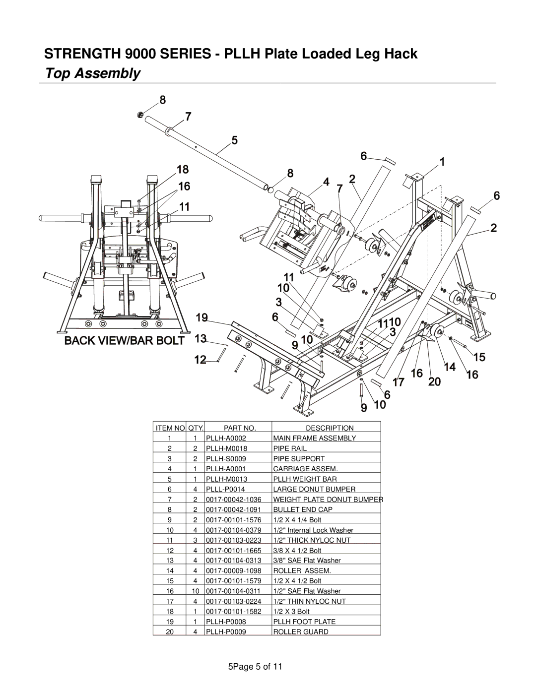 Life Fitness 9000 Series manual Top Assembly 