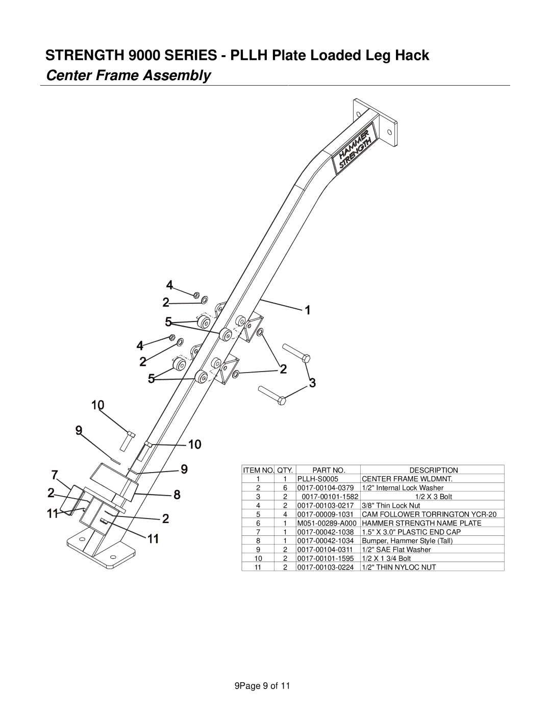 Life Fitness 9000 Series manual Center Frame Assembly, Center Frame Wldmnt 