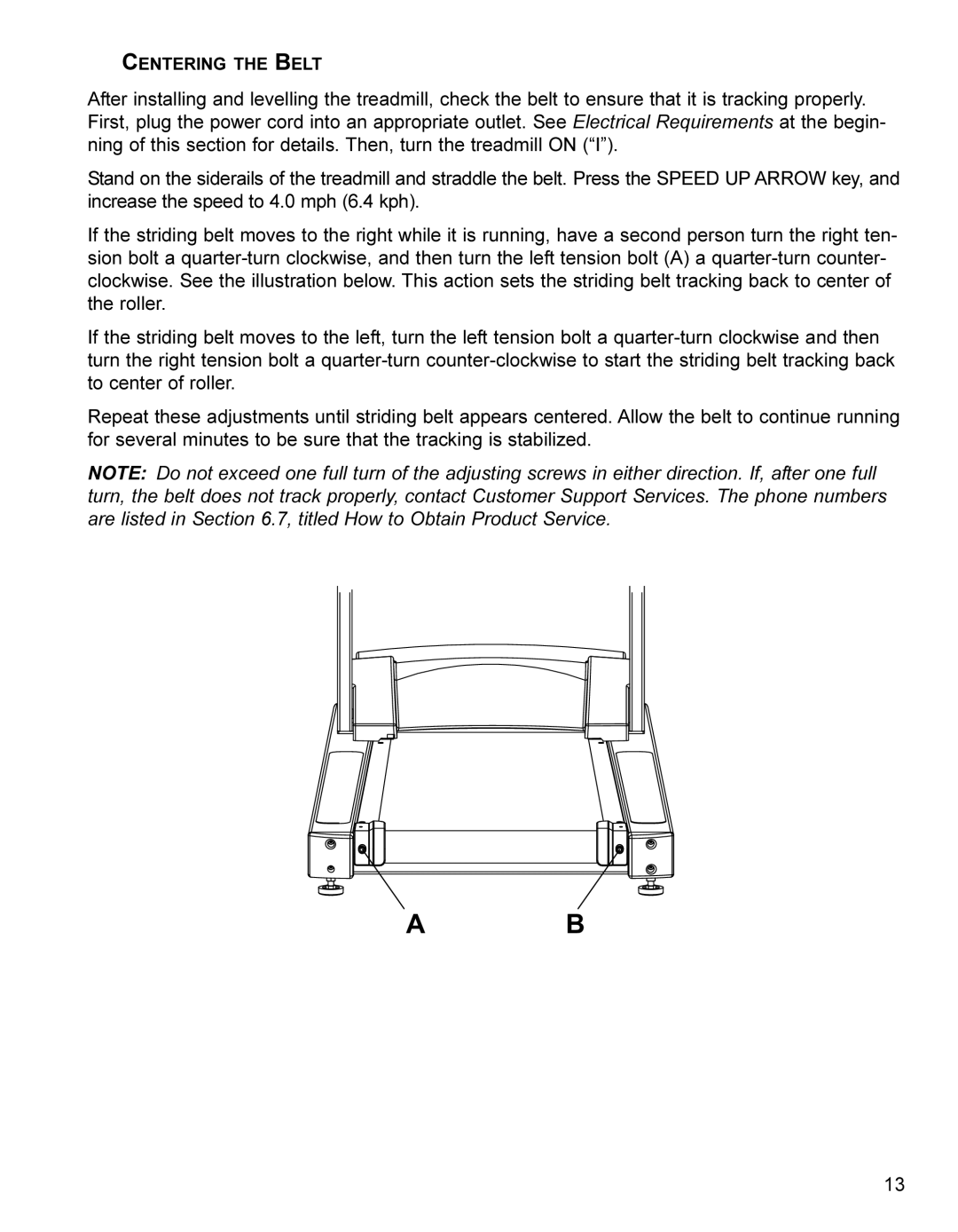 Life Fitness 9000HR operation manual Centering the Belt 