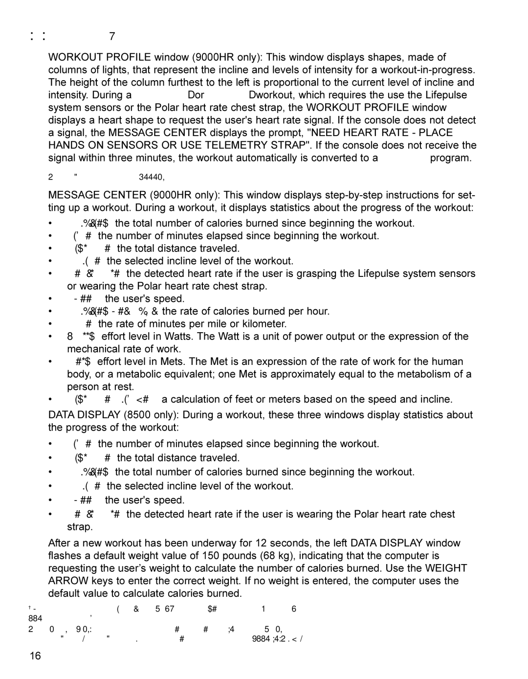 Life Fitness 9000HR operation manual Display Console Descriptions 