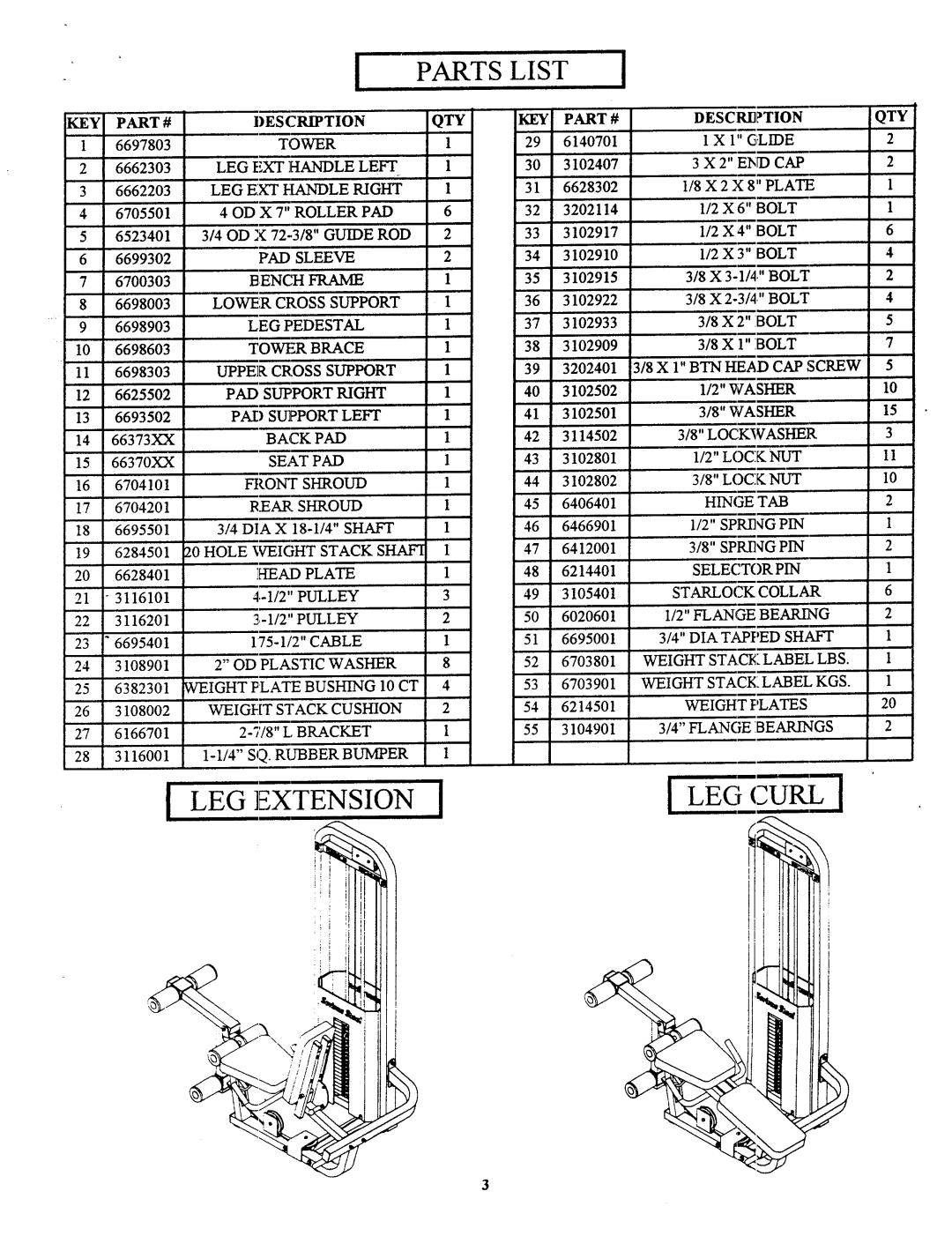 Life Fitness 909101 manual LEG Extension 