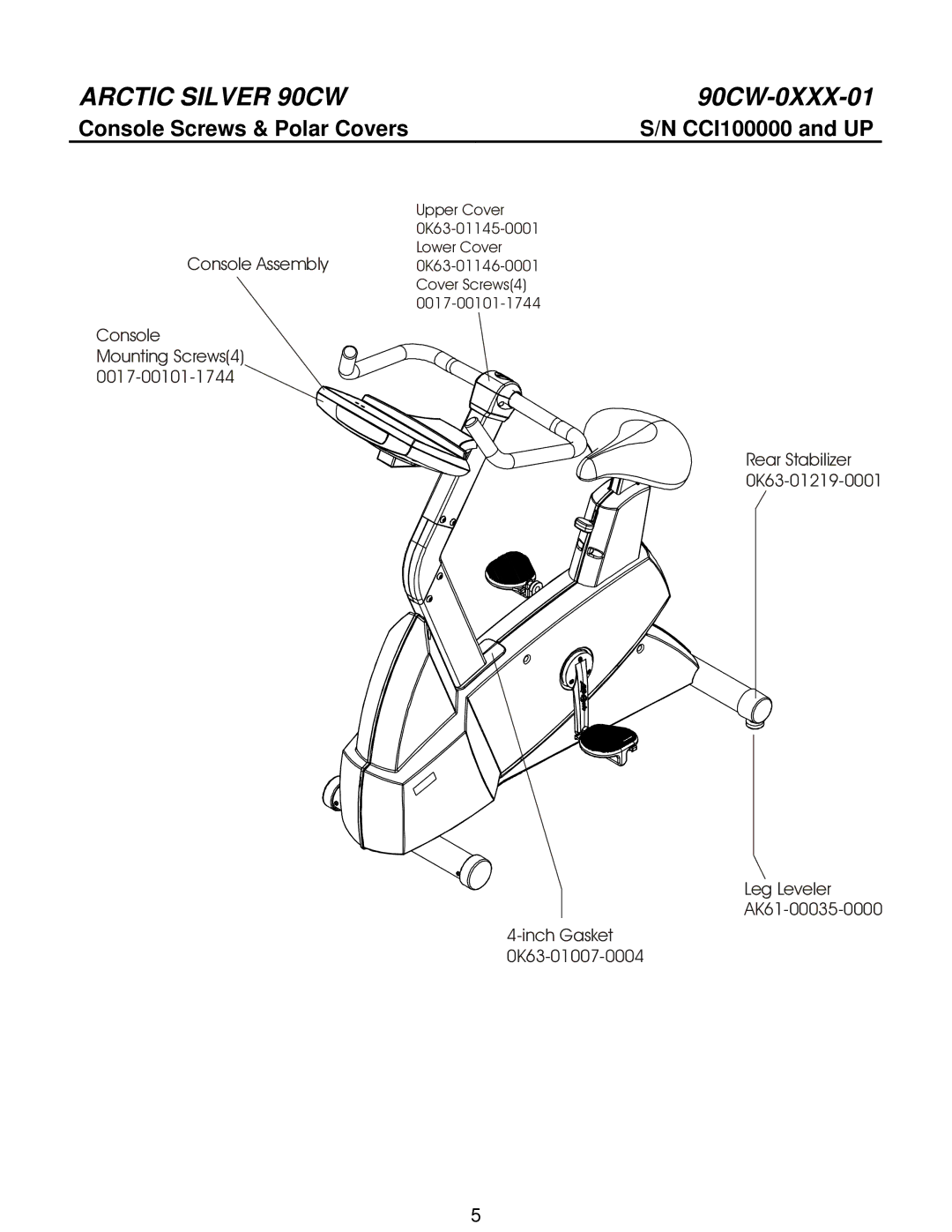 Life Fitness 90CW manual Console Screws & Polar Covers 