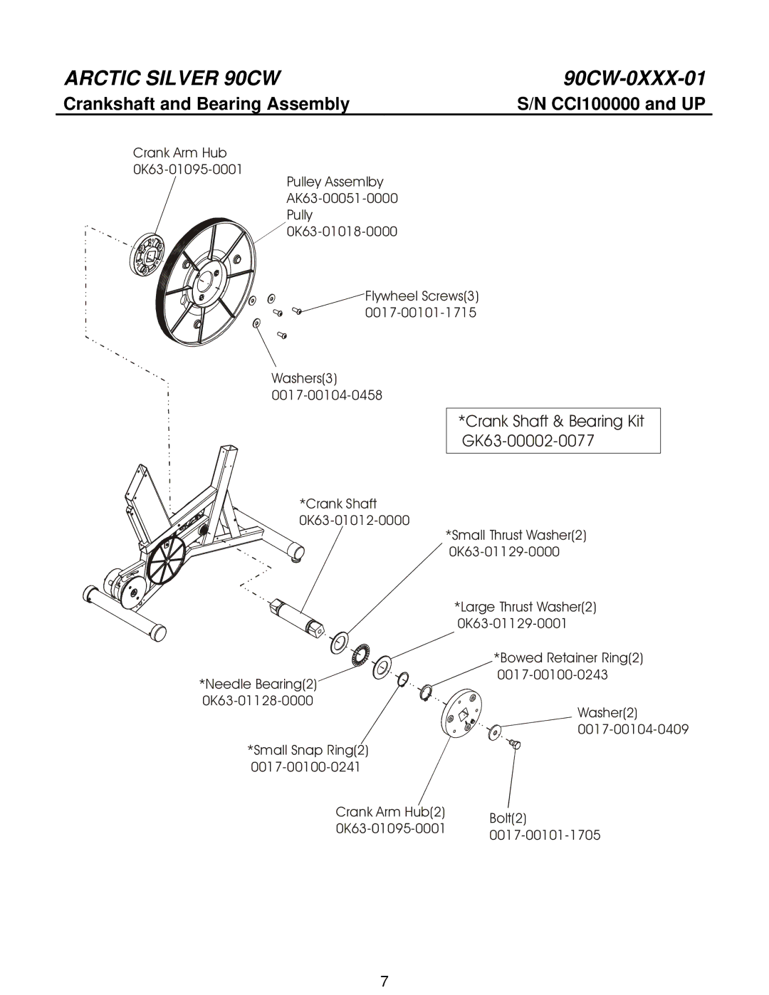 Life Fitness 90CW manual Crankshaft and Bearing Assembly, GK63-00002-0077 