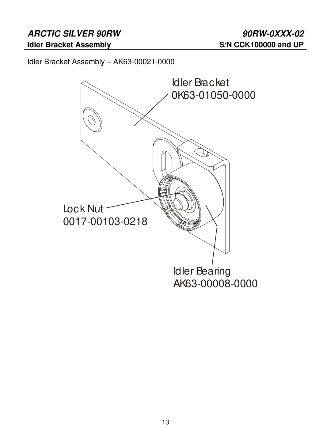 Life Fitness 90RW manual Idler Bracket Assembly 