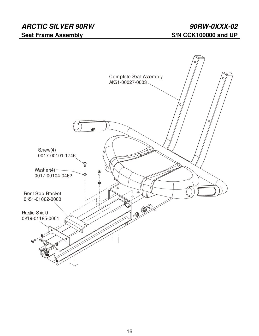 Life Fitness 90RW manual Seat Frame Assembly 