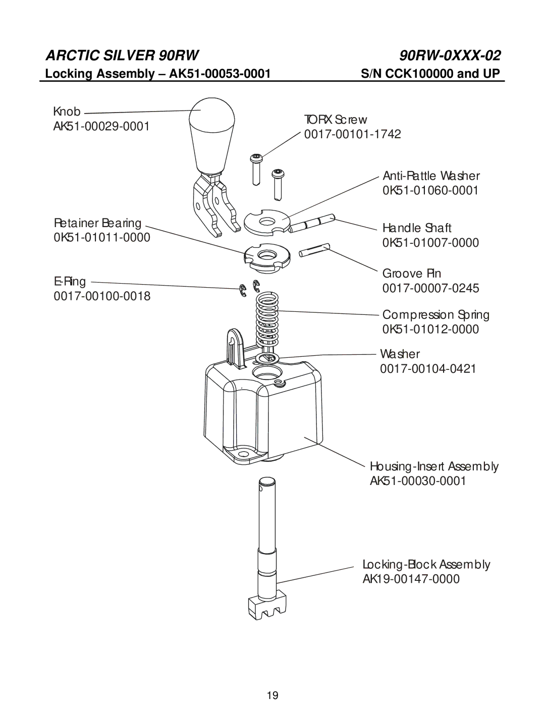 Life Fitness 90RW manual Locking Assembly AK51-00053-0001 