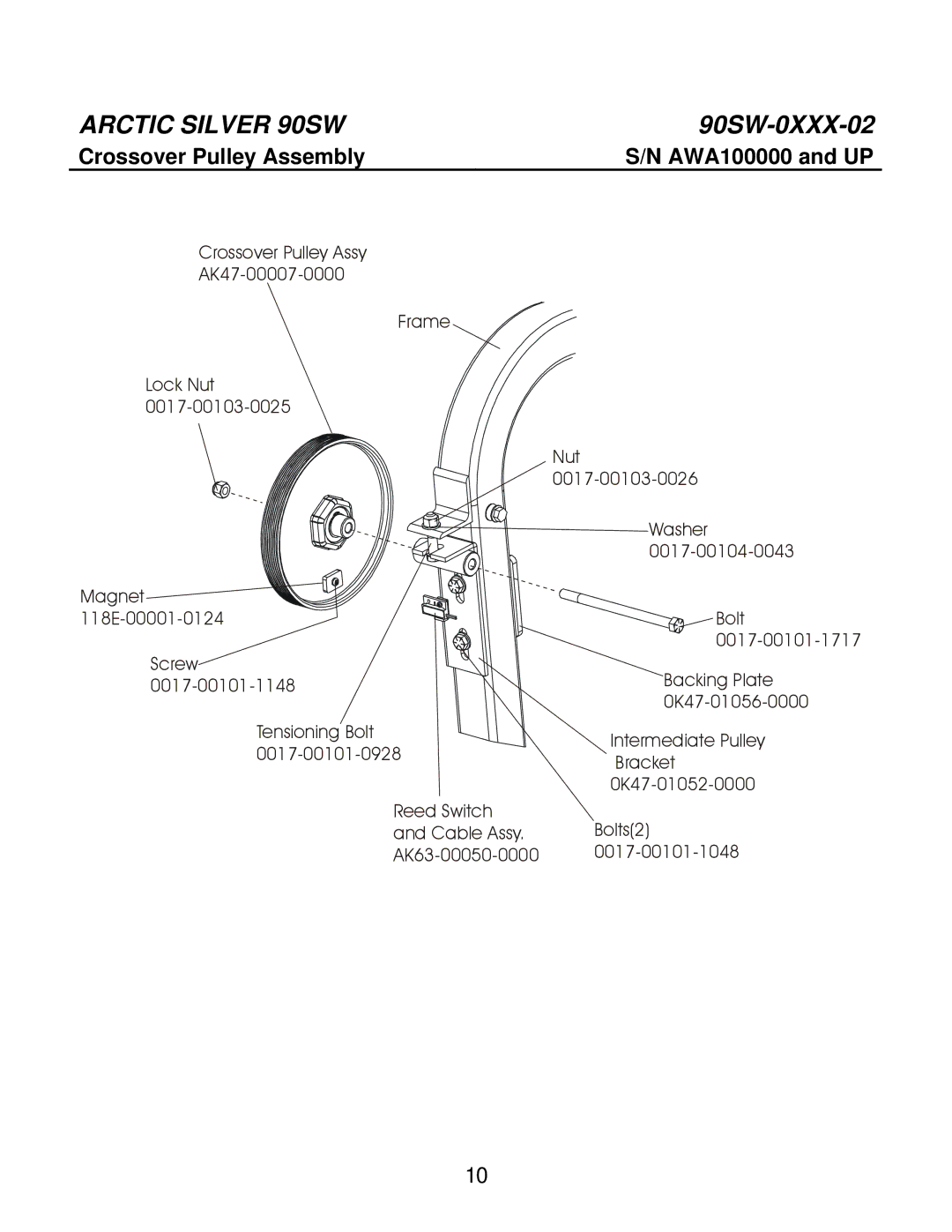 Life Fitness 90SW manual Crossover Pulley Assembly 