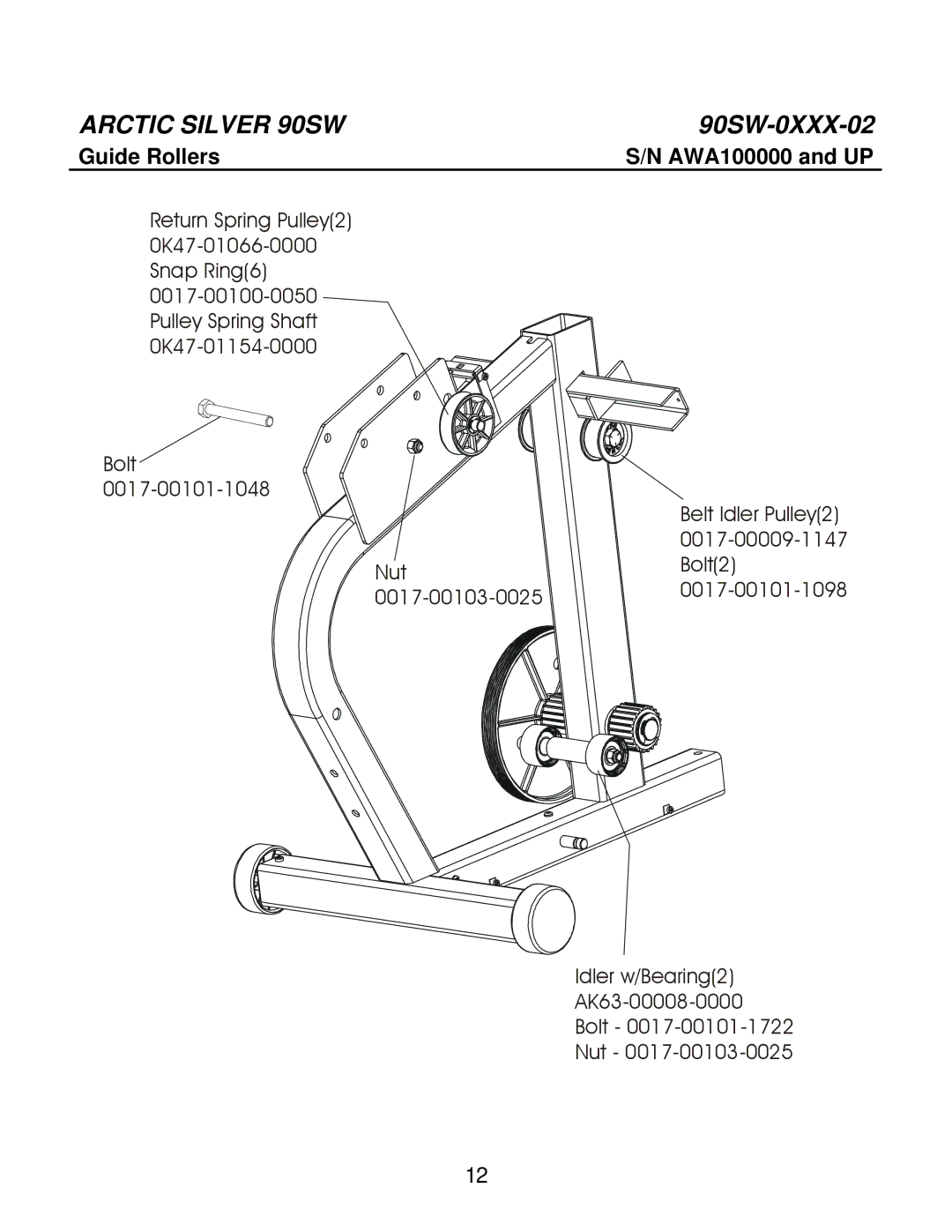 Life Fitness 90SW manual Guide Rollers 