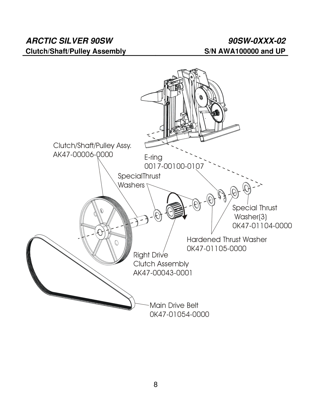 Life Fitness 90SW manual Clutch/Shaft/Pulley Assembly 