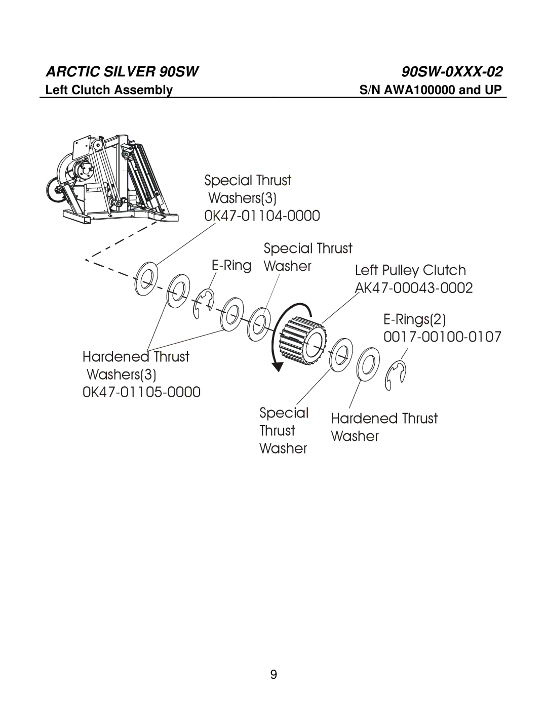 Life Fitness 90SW manual Left Clutch Assembly 