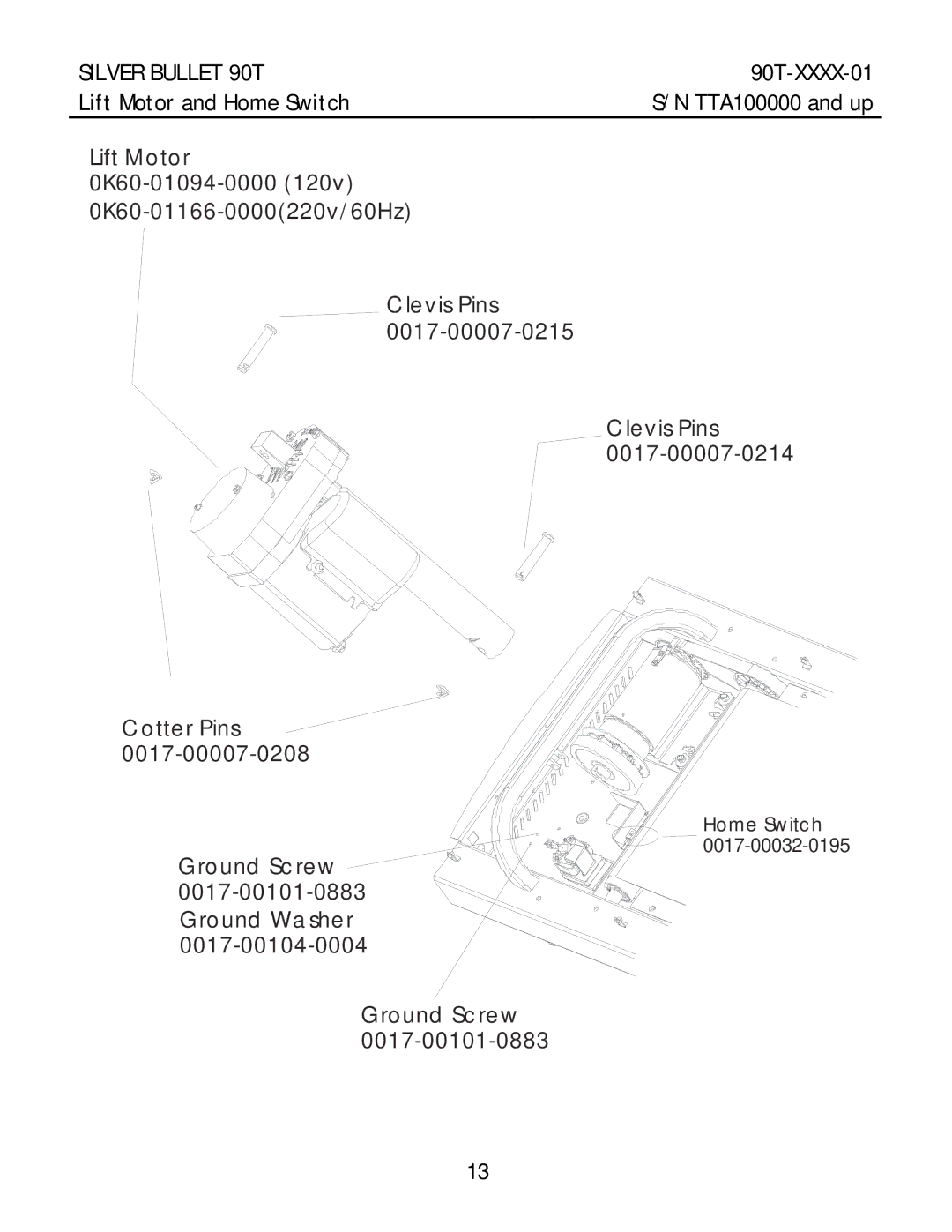 Life Fitness 90T-XXXX-01 manual Lift Motor and Home Switch 