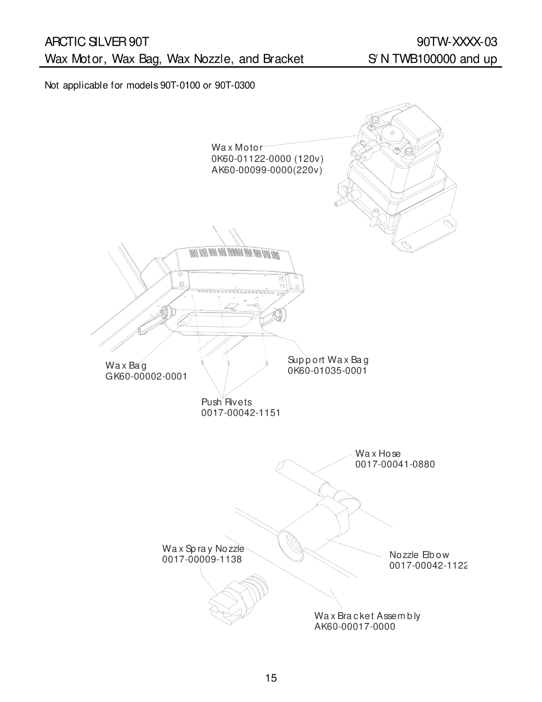 Life Fitness 90TW-XXXX-03 Wax Motor, Wax Bag, Wax Nozzle, and Bracket, Not applicable for models 90T-0100 or 90T-0300 