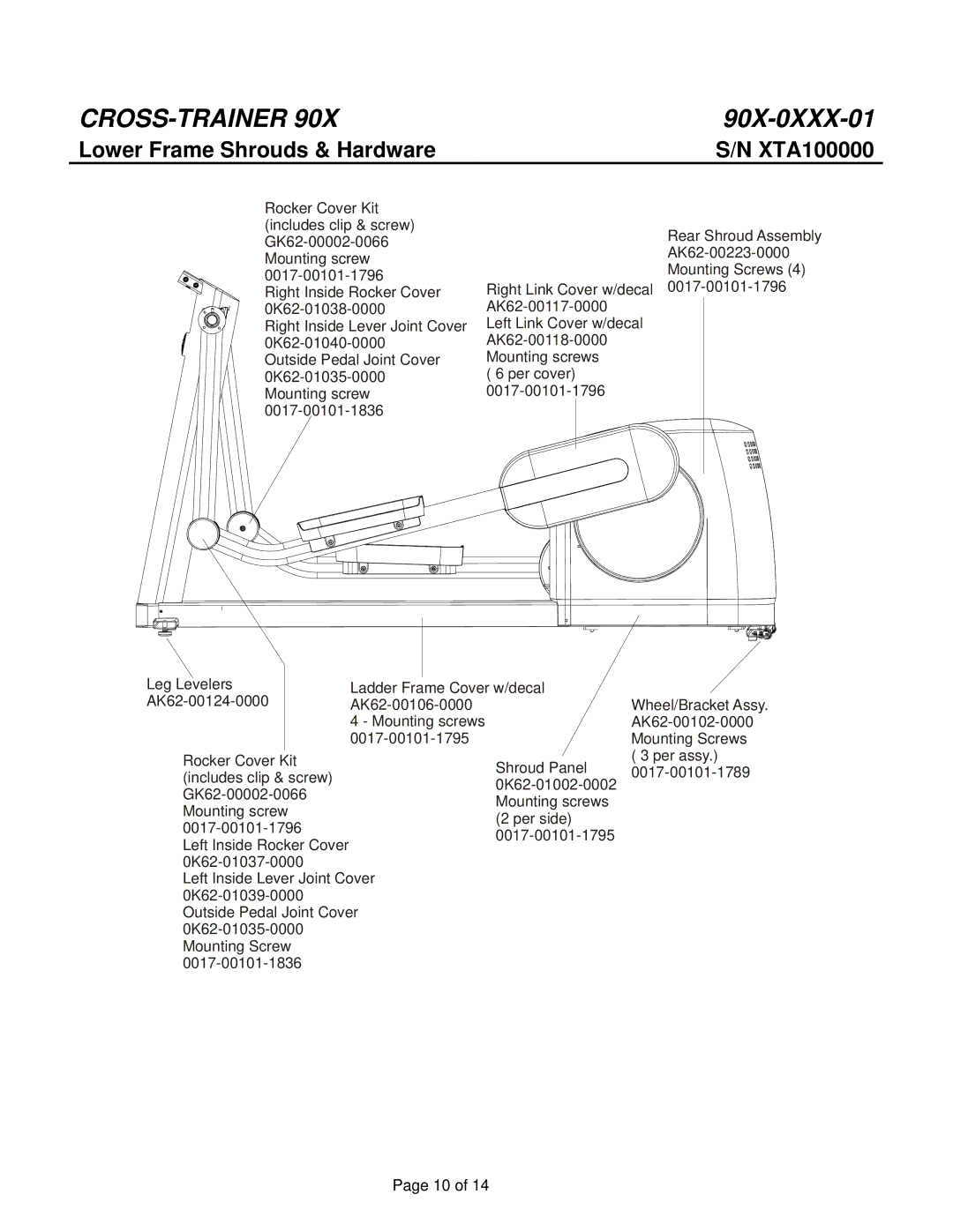 Life Fitness 90X-0XXX-01 manual Lower Frame Shrouds & Hardware 