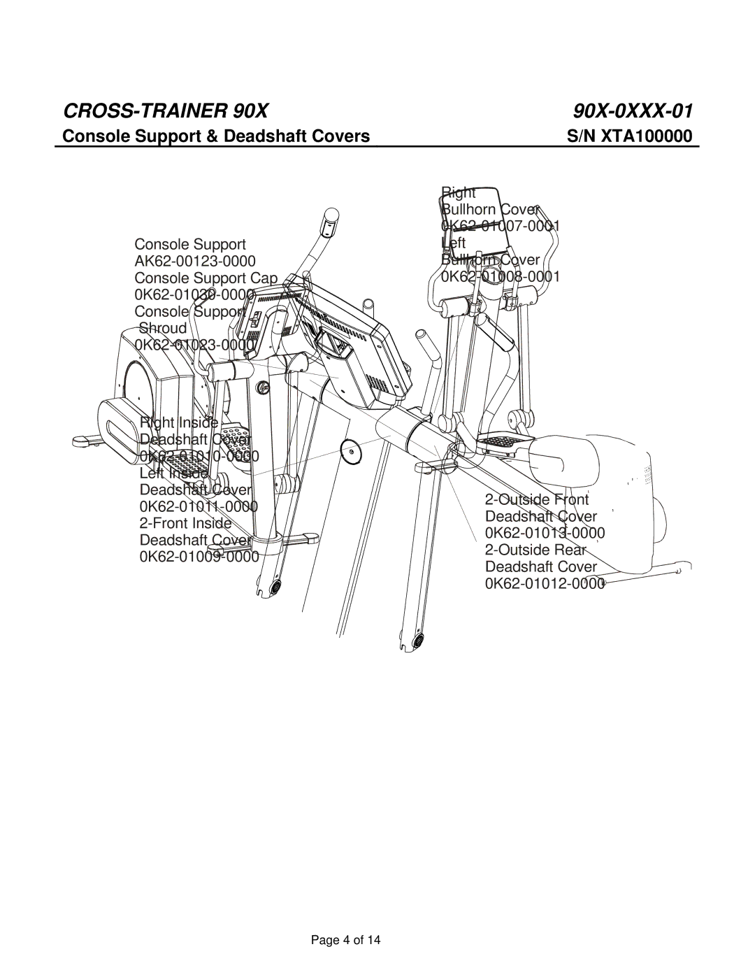 Life Fitness 90X-0XXX-01 manual Console Support & Deadshaft Covers 