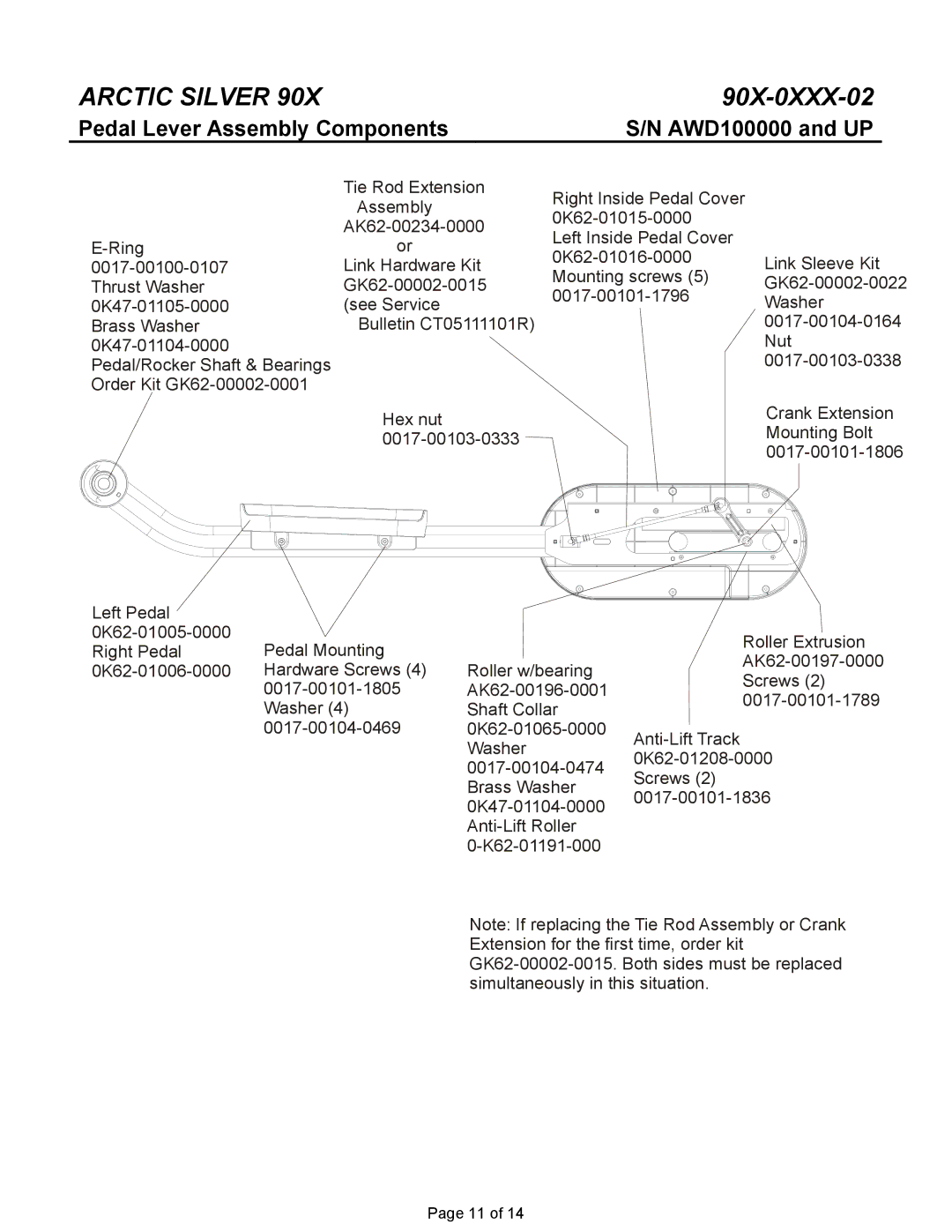 Life Fitness 90X-0XXX-02 manual Pedal Lever Assembly Components 