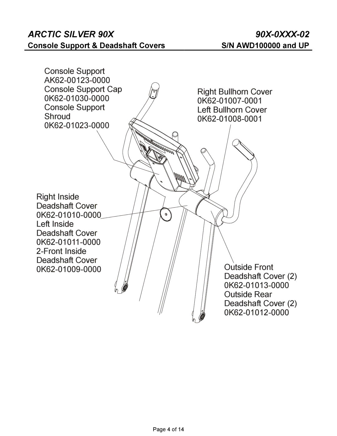 Life Fitness 90X-0XXX-02 manual Console Support & Deadshaft Covers 