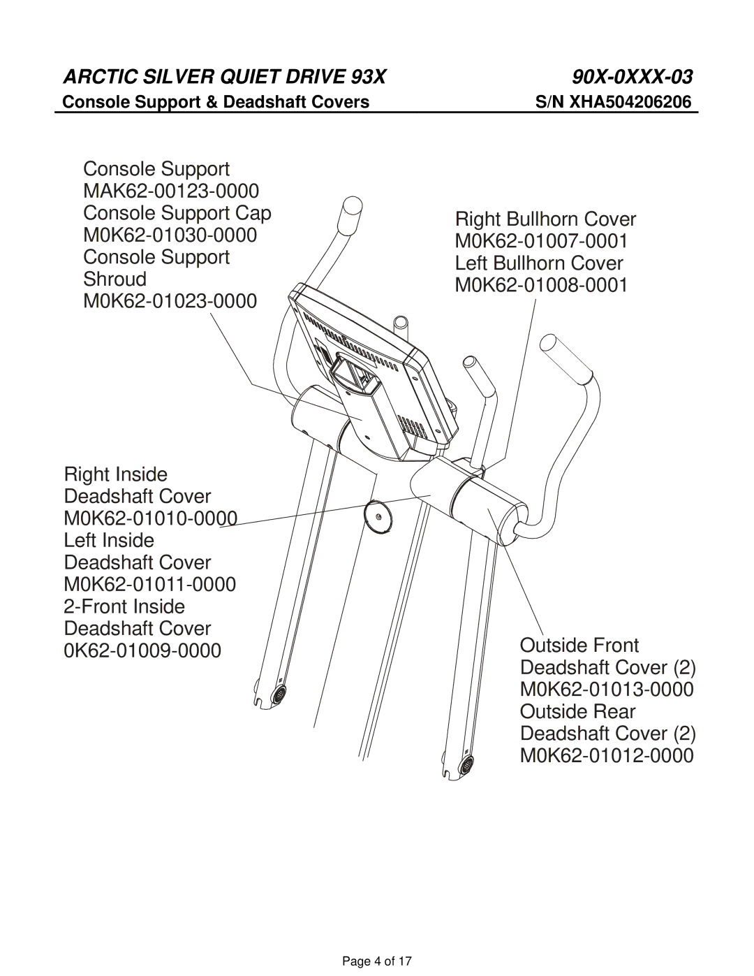 Life Fitness 90X-0XXX-03 manual Console Support & Deadshaft Covers 